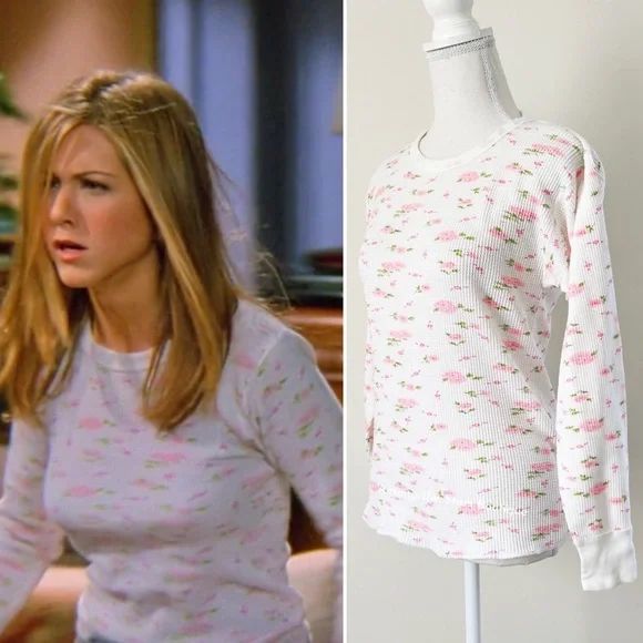 Rare Vintage 90s Dainty Floral Long Sleeve Thermal ASO Rachel Green in Friends - Picture 4 of 11